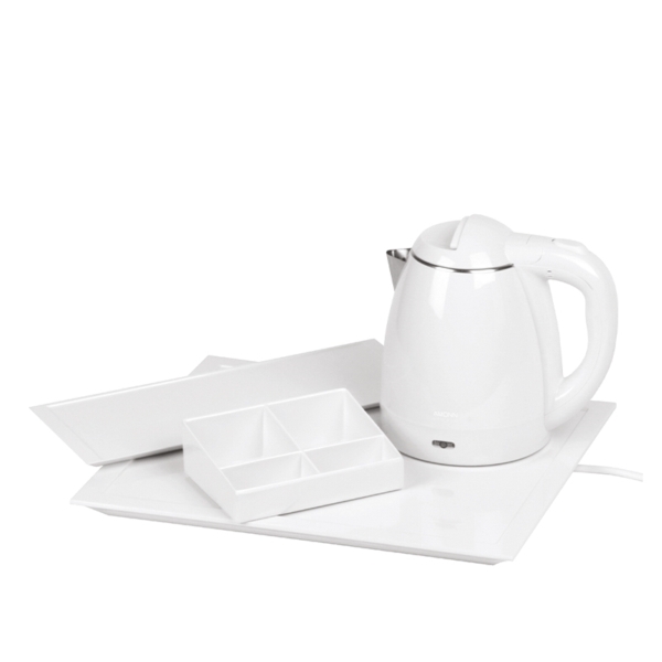 KIT BOLLITORE BIANCO/INOX 1350W/1,2L + ACCESSORI