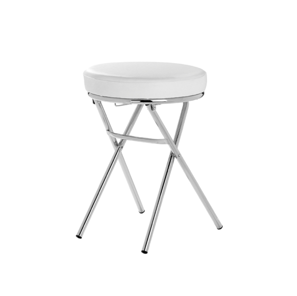 SGABELLO RICHIUDIBILE CROMATO ECOPELLE BIANCA