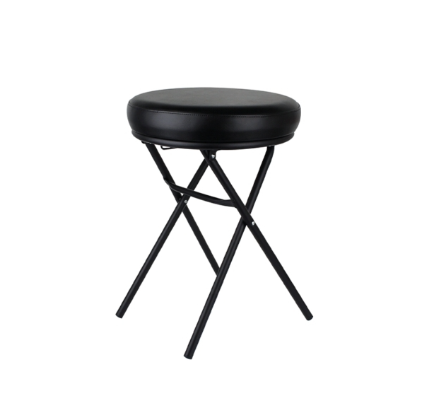 SGABELLO RICHIUDIBILE METALLO NERO ECOPELLE NERA