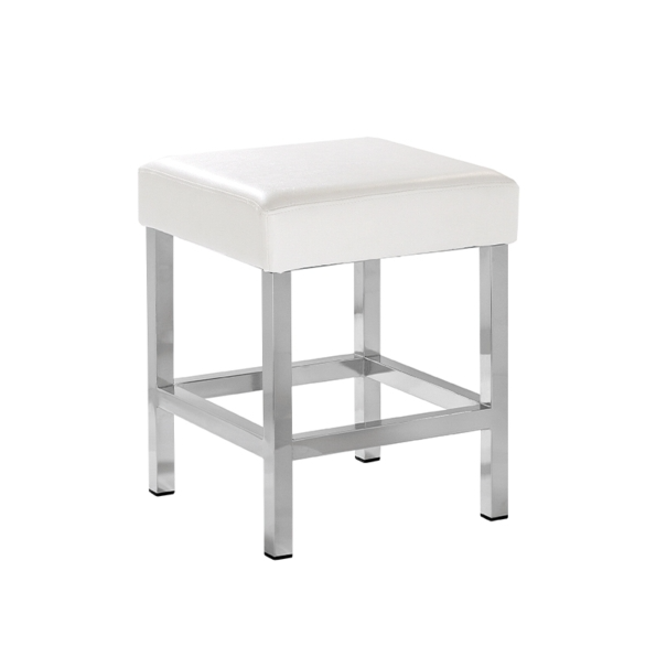 SGABELLO BAGNO SEDUTA IMBOTTITA ECOPELLE BIANCO