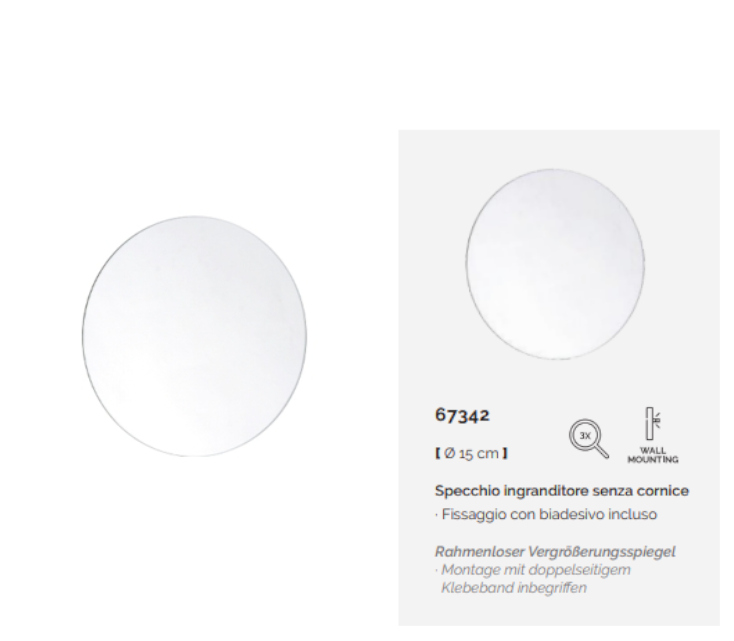 SPECCHIO INGRANDITORE FISSO SENZA CORNICE