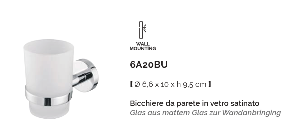 BICCHIERE DA PARETE VETRO/CROMO