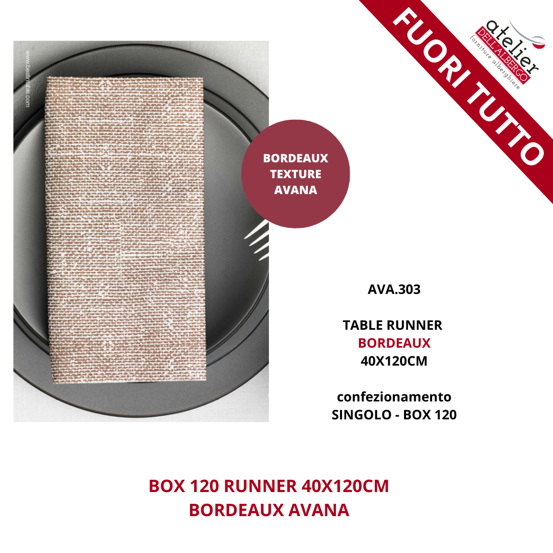 BOX Tablerunner BORDEAUX AVANA 40x120cm 120pz