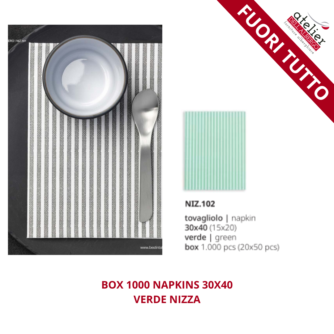 BOX 1000pz Tovagliolo VERDE NIZZA 30X40cm