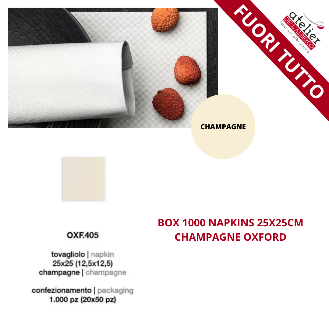 BOX 1000pz Tovagliolo OXFORD CHAMPAGNE 25X25cm