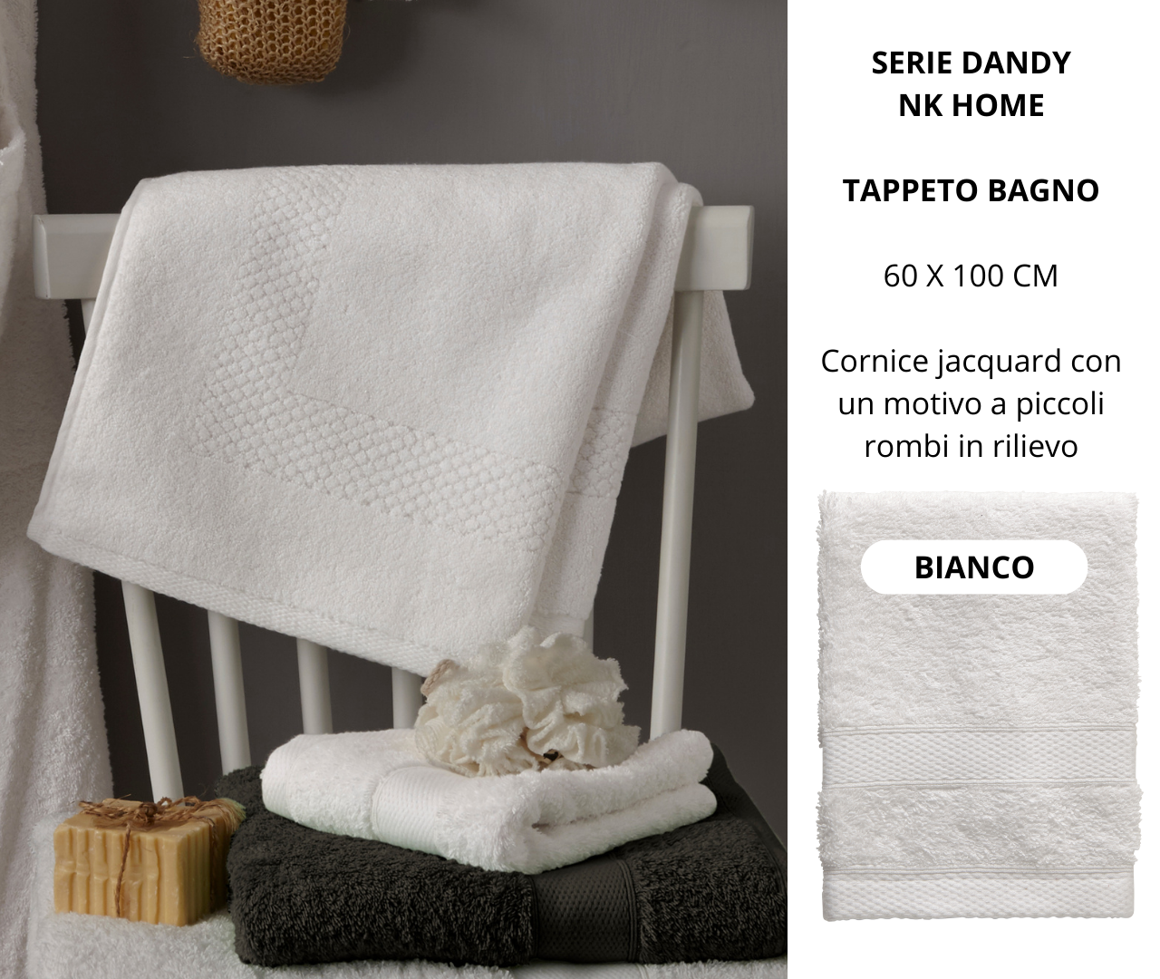 TAPPETO BAGNO 60X100cm BIANCO