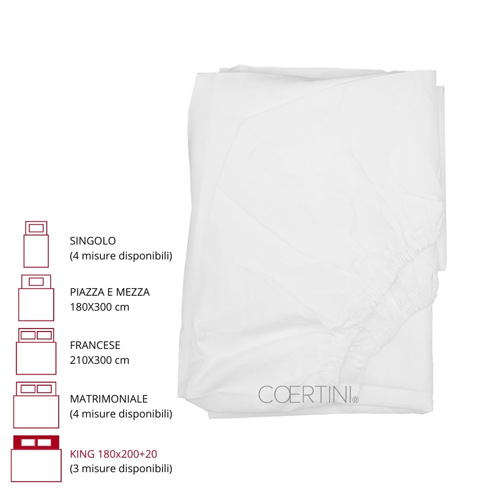 MILANO Lenzuolo angoli KING 180X200+20 bianco
