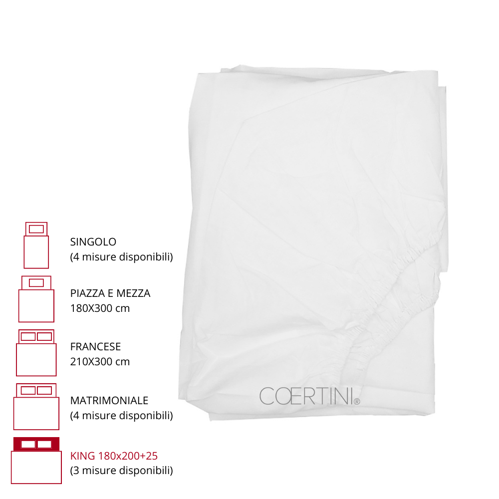 MILANO Lenzuolo angoli KING 180X200+25 bianco
