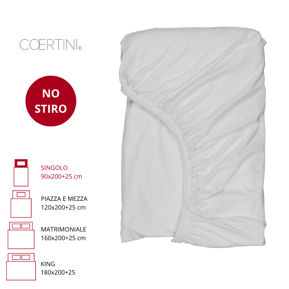 SONDRIO Lenzuolo angoli SINGOLO 90x200+25 bianco