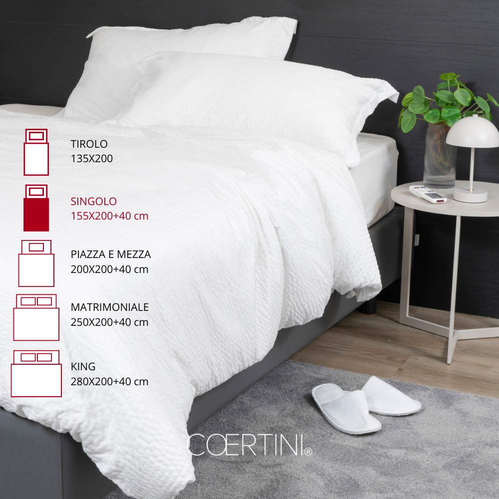 SEERSUCKER Copripiumino singolo BIANCO