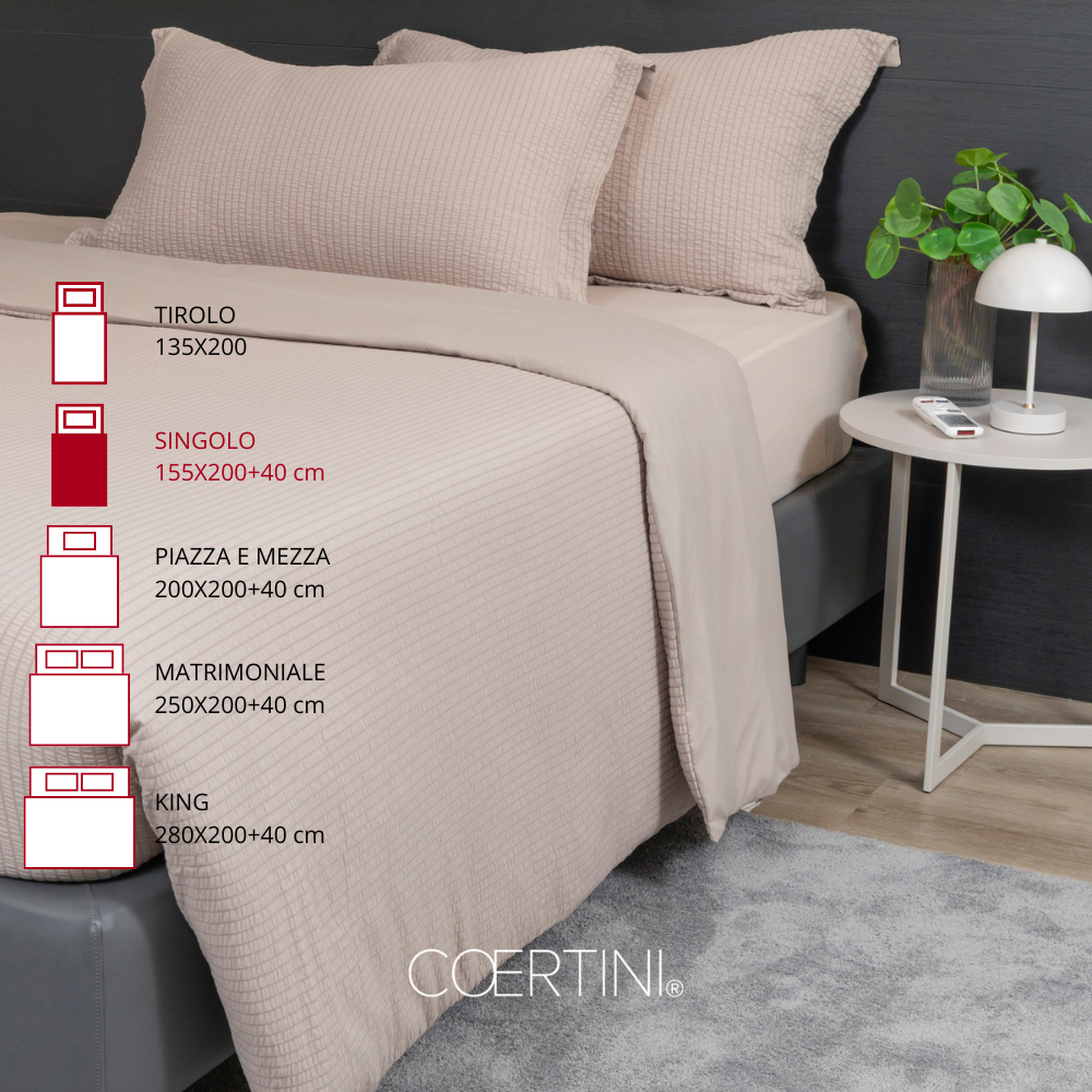 SEERSUCKER Copripiumino singolo TORTORA