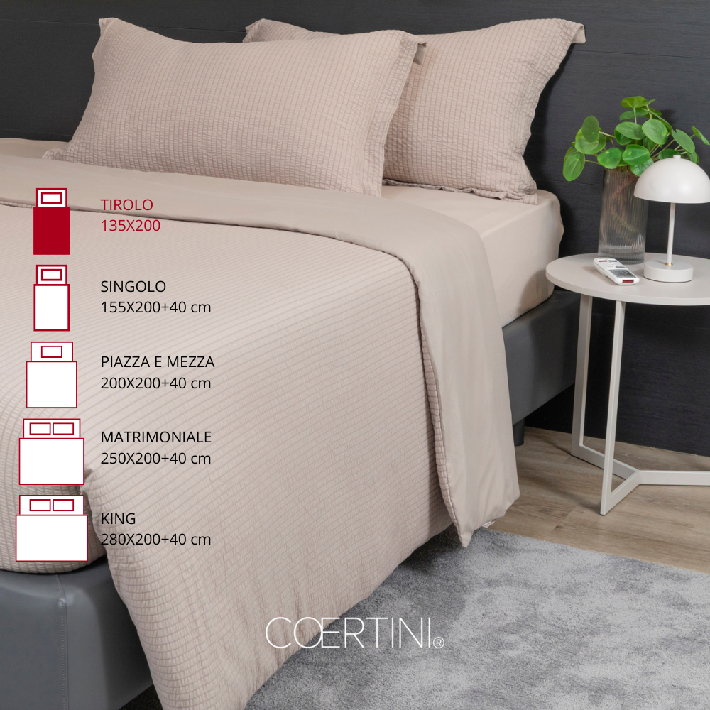 SEERSUCKER Copripiumino tirolo 135x200 TORTORA