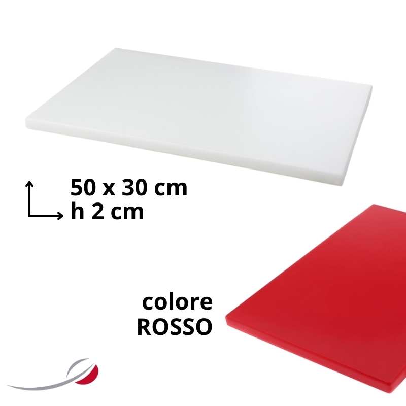 Tagliere 50x30x2cm senza canalina rosso