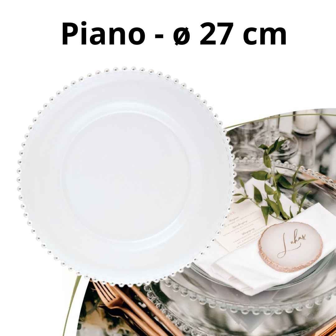 HELIOS Piatto Piano Ø 27 h 2,5 cm perle trasp