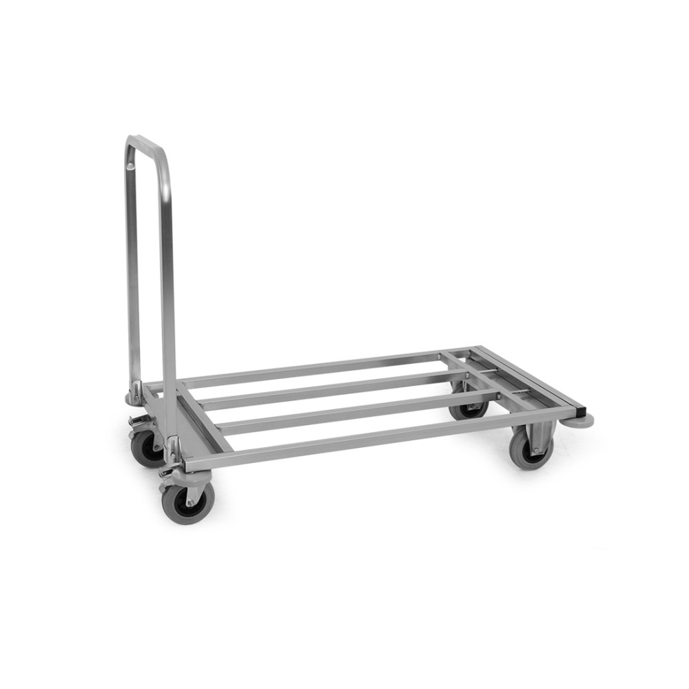 CARRELLO A PIANALE IN TUBO INOX ALLUNGABILE
