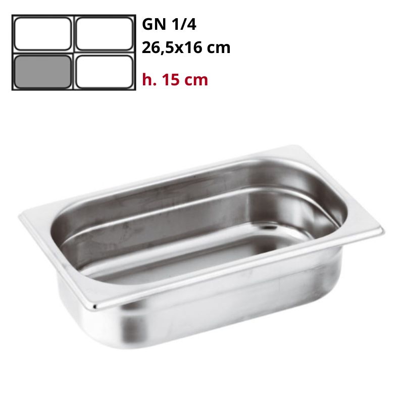 Bacinella Gn 1/4 Gastronorm Inox h15cm
