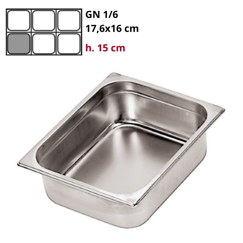 Bacinella Gn 1/6 Gastronorm Inox h15cm