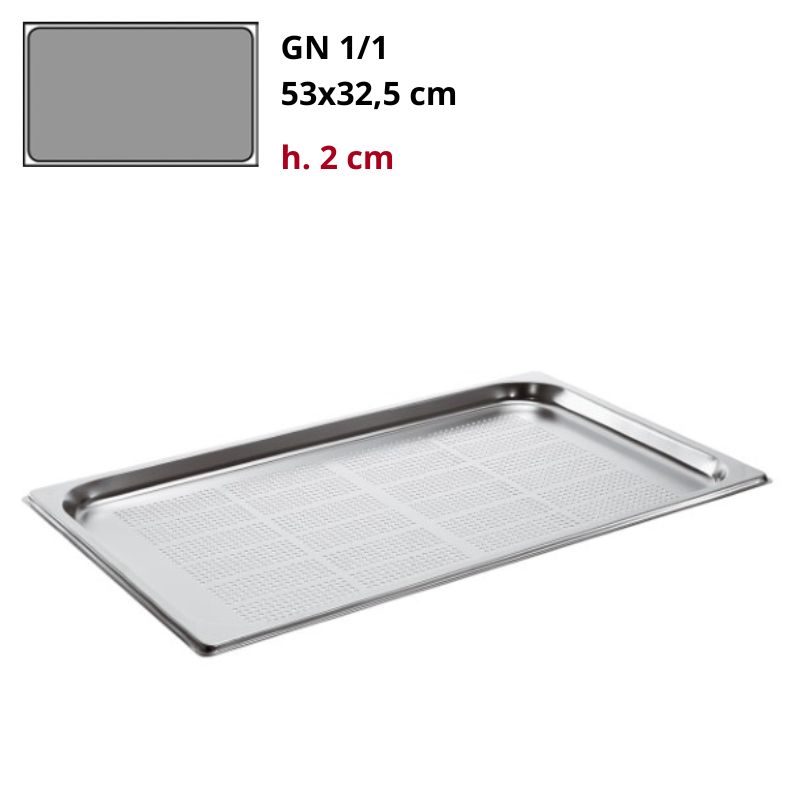 Bacinella Gn 1/1 Forata Gastronorm Inox h2cm