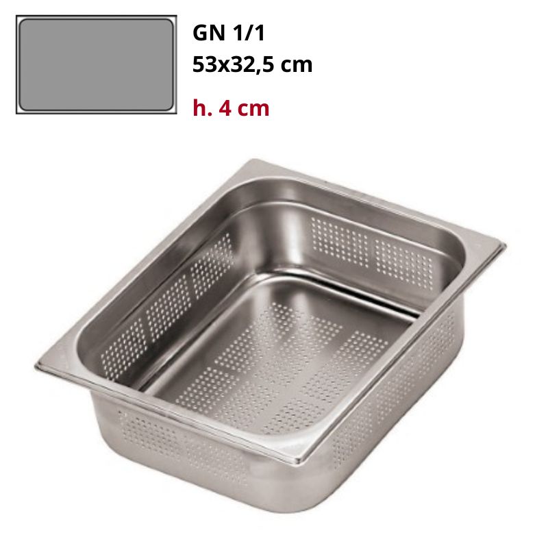 Bacinella Gn 1/1 Forata Gastronorm Inox h4cm