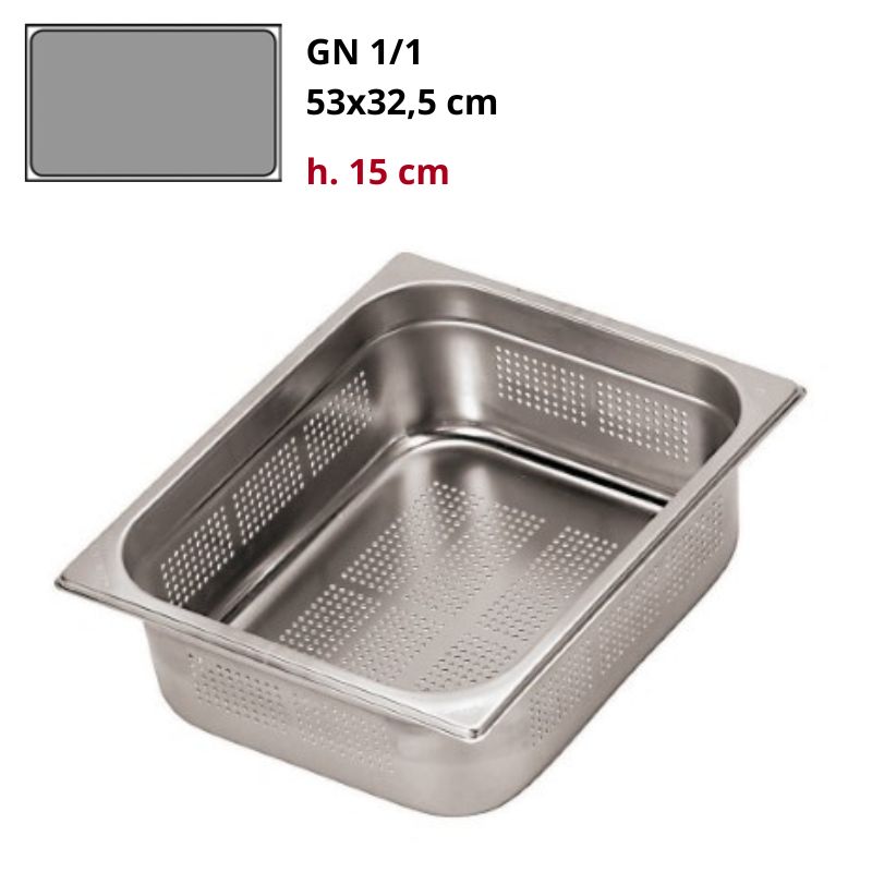 Bacinella Gn 1/1 Forata Gastronorm Inox h15cm