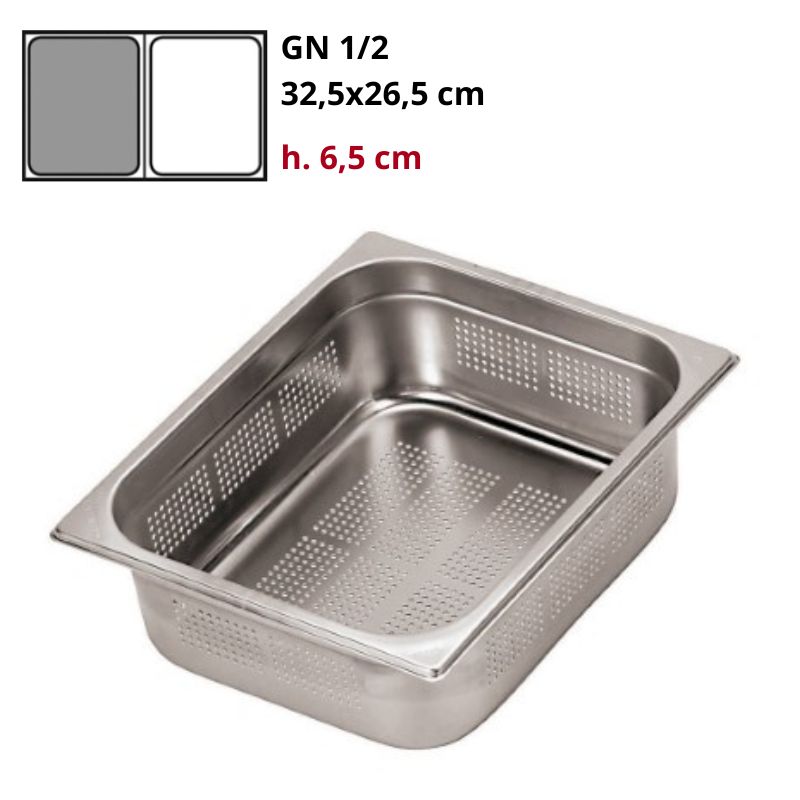 Bacinella Gn 1/2 Forata Gastronorm Inox h6,5cm