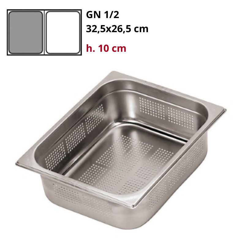 Bacinella Gn 1/2 Forata Gastronorm Inox h10cm