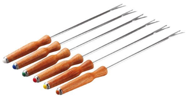 Set 6 Forchette Fonduta Faggio Inox Legno