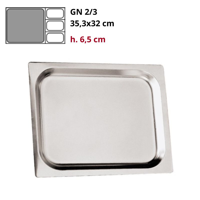 Teglia Gn 2/3 Gastronorm Alluminio h6,5cm