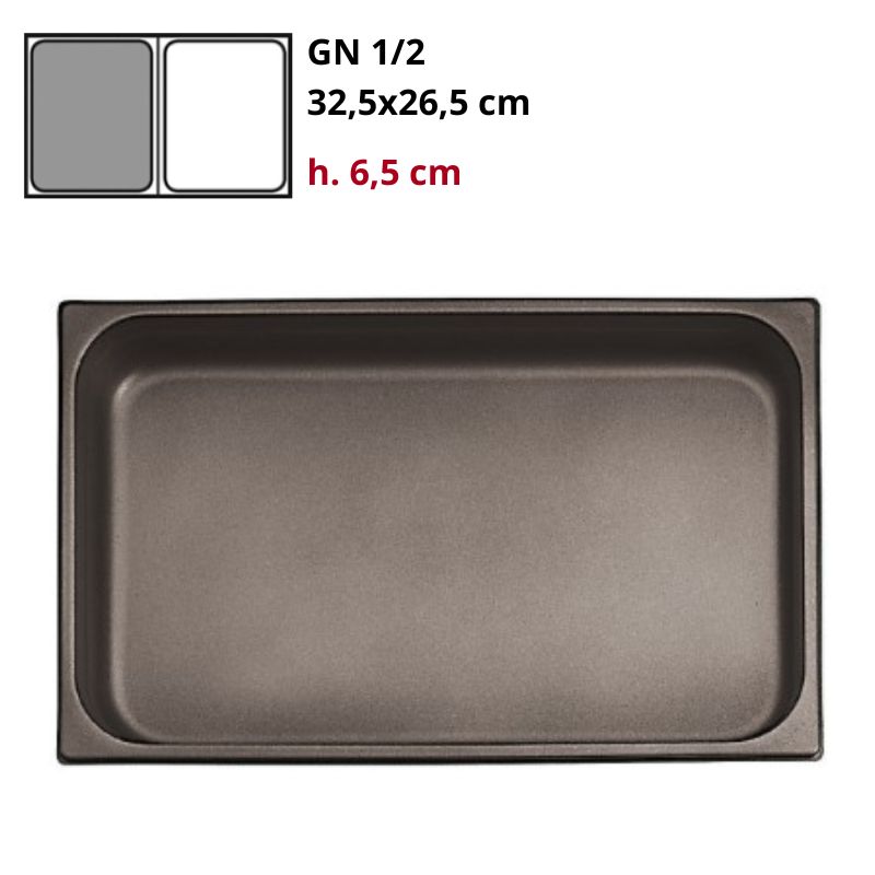 Teglia Gn 1/2 Gastro Alluminio antiaderente h6,5cm