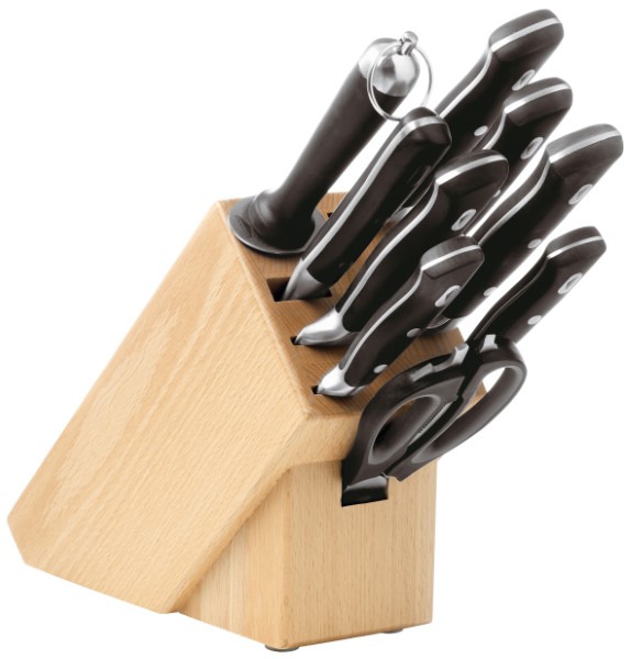 18100 Ceppo Portacoltelli Forgiati 9 Pz Legno