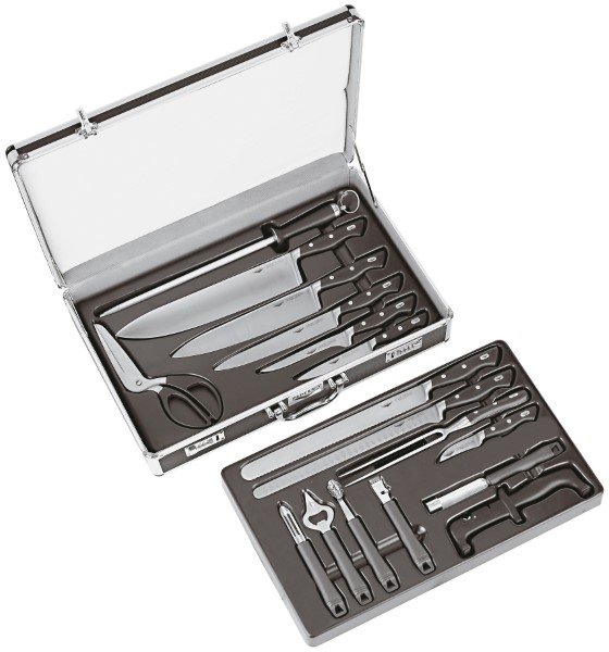 18100 Valigia Cuoco 17 Pz Coltelli Forgiati