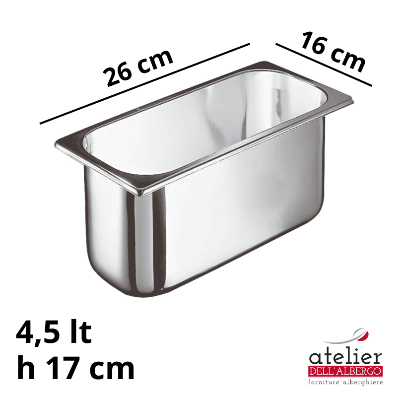 Bacinella Gelato 26X16X17 Lt 4,5 Inox
