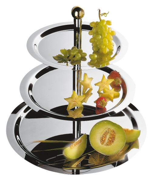 Alzata Frutta 3 Piani Inox Ø Cm 32-38-48 H 50
