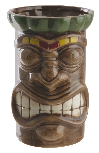 TIKI MUG CERAMICA TOTEM MARRONE VERDE 550ml