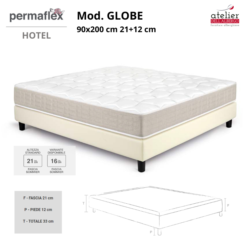 SOMMIER 90x200 H21 GLOBE RIVESTIMENTO TEX GAZEBO