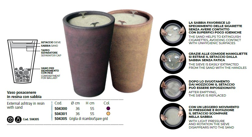 VASO POSACENERE CON SABBIA - WENGE'