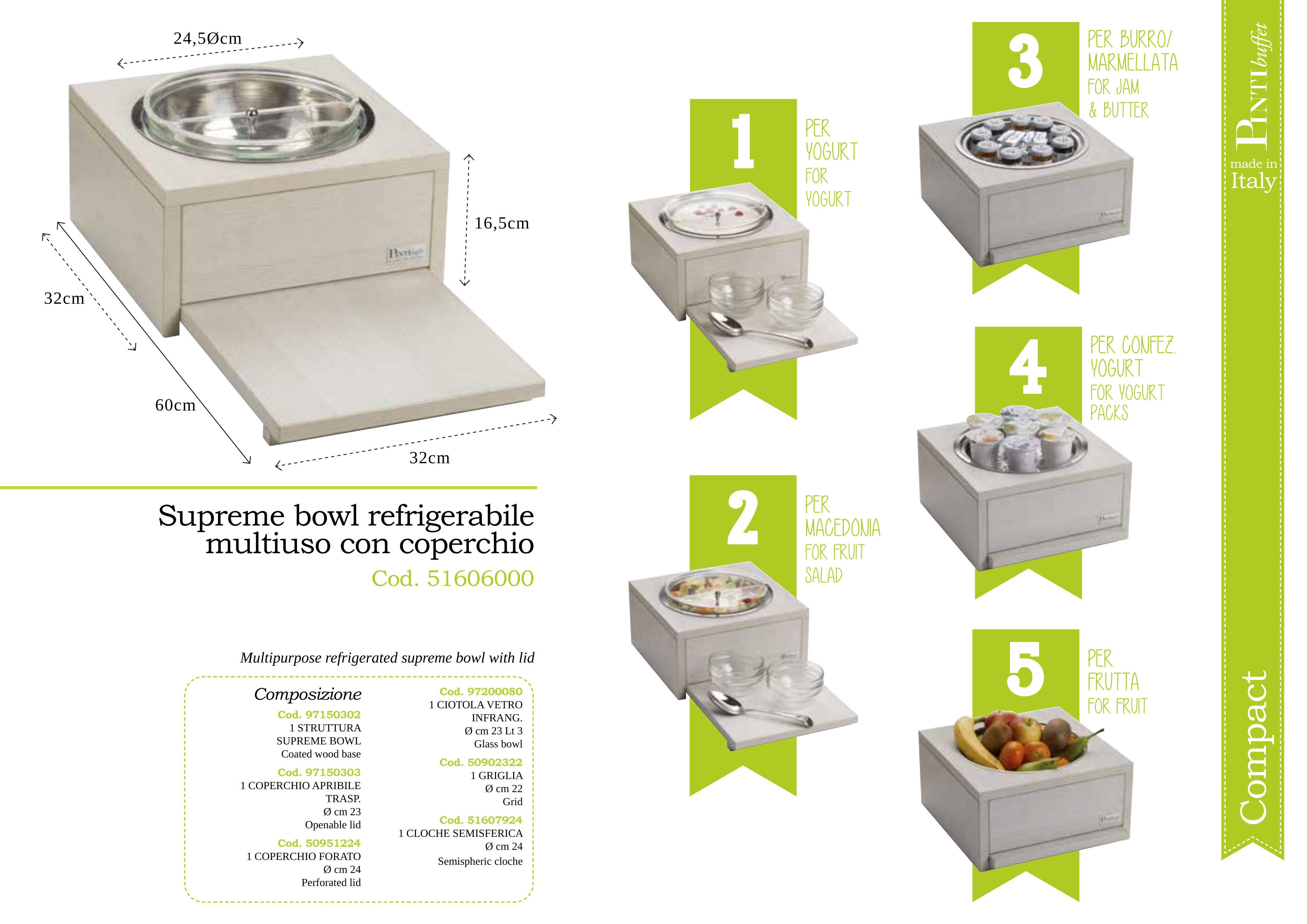 COMPACT SUPREME BOWL REFRIGERATO COPERCHIO