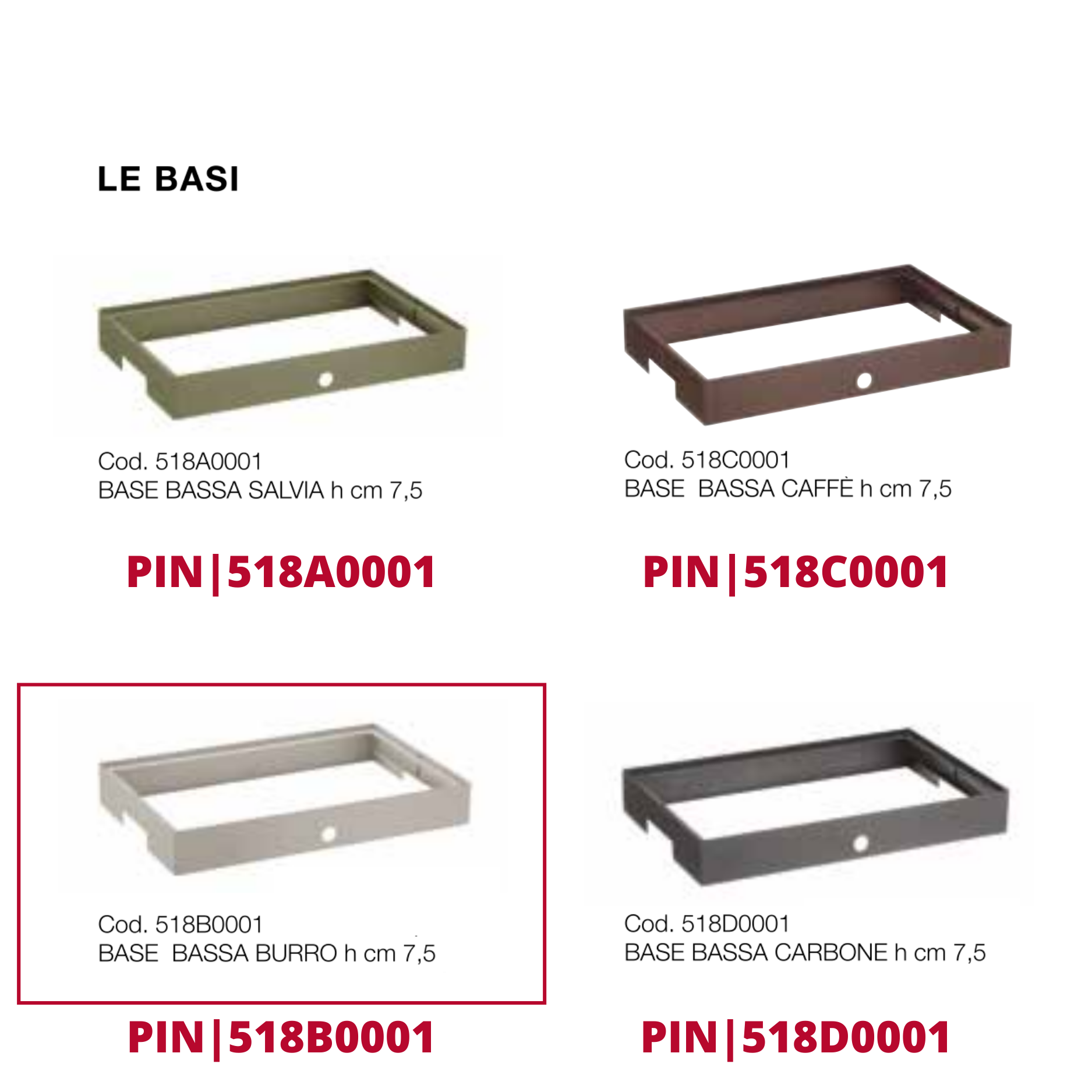 CALEIDO BASE BASSA BURRO H CM 7,5