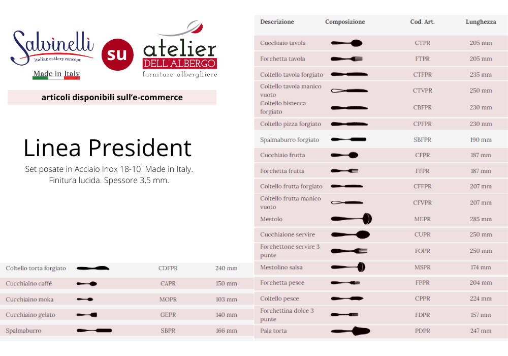 PRESIDENT Coltello pizza forgiato Inox Lucido