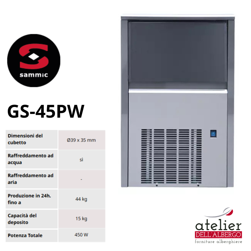 Macchina cubetti ghiaccio GS-45PW 22g 44kg Sammic