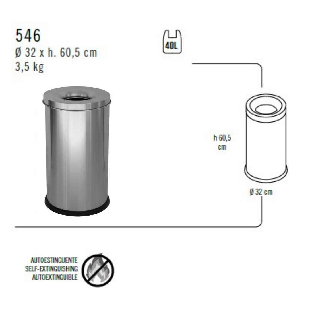 Gettacarta Autoestinguente Ø32 h60,5 acciaio