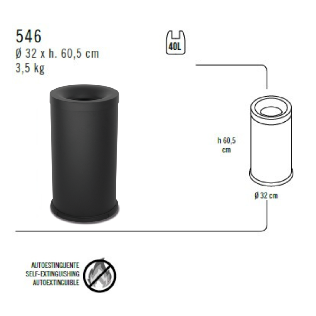 Gettacarta Autoestinguente Ø32 h60,5 nero