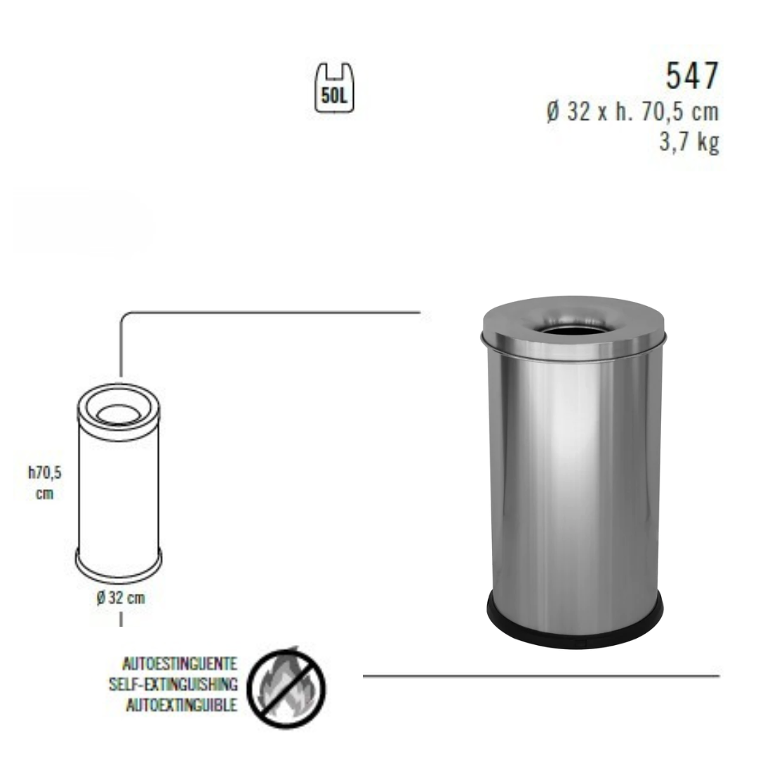 Gettacarta Autoestinguente Ø32 h70,5 acciaio