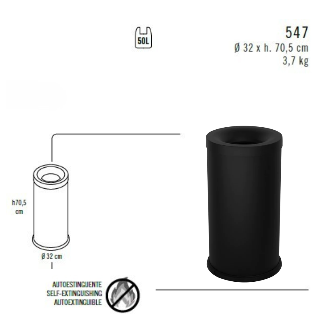 Gettacarta Autoestinguente Ø32 h70,5 nero
