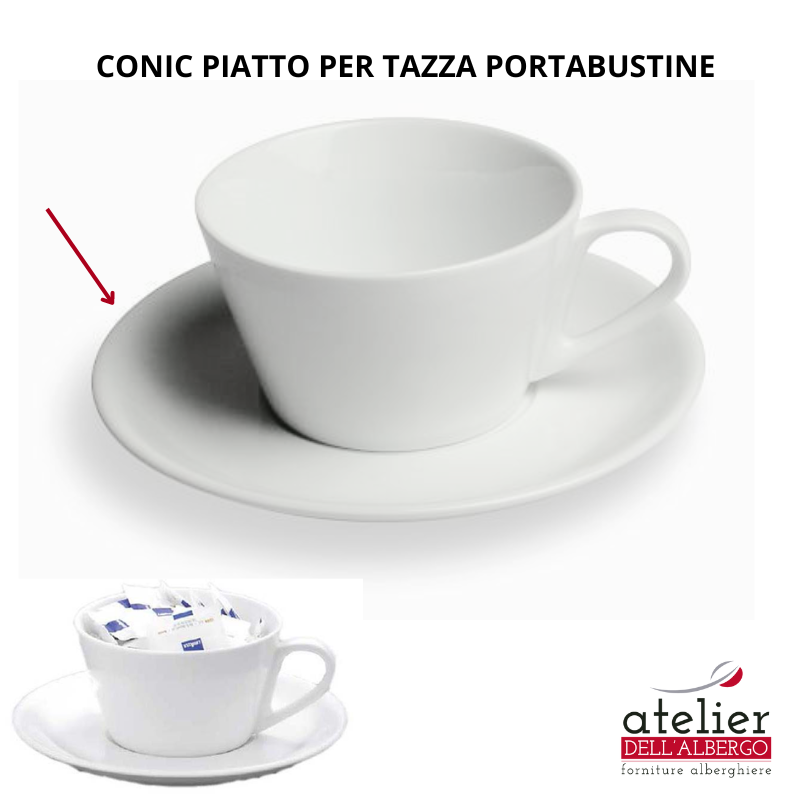 CONIC Piatto per tazza portabustine porcellana